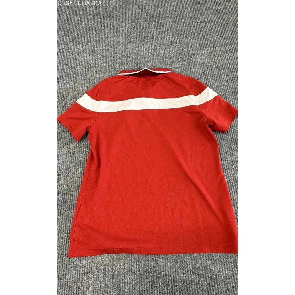Adidas Men's Nebraska Huskers Red Climalite Snap Button Polo Shirt Sz L‎